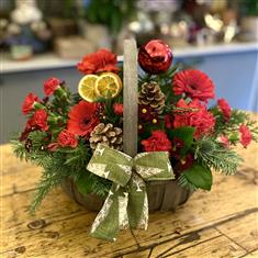 Rosy Red Basket Arrangement