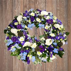Dainty Delphinium &amp; Calla Wreath