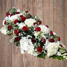 Luxury Red and White Casket Spray