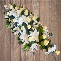 White Lily &amp; Rose Casket Spray