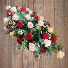 Pink &amp; Red Rose Casket Spray 