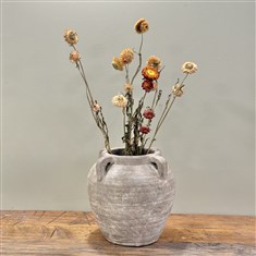 Rustic Grey-Wash Stone Urn Vase